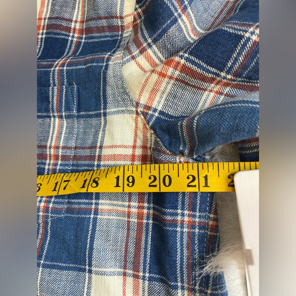 Marine Layer Classic Fit Selvage Cotton Men's Blue Plaid Shirt - Picture 7 of 14